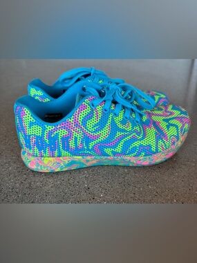 NOBULL Color Swirl Trainers Neon Blue Pink Yellow CrossFit Shoes Women’s 7